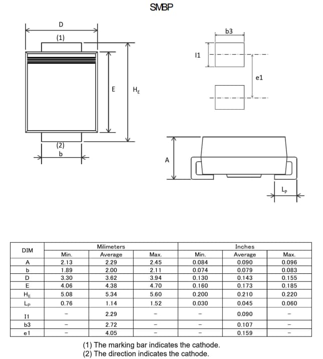 Mechanical Drawing - ROHM Semiconductor RF202LB2S Super Fast Recovery Diode